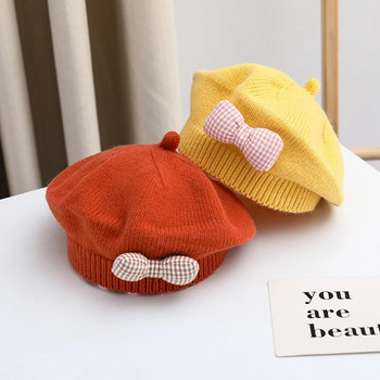 Princess Baby Beret Καπέλο για κορίτσια Φιόγκος Πλεκτά Παιδικά Καπέλα Μόδα Φθινόπωρο Χειμώνας Παιδικό Καπέλο για μωρά 1-4Y