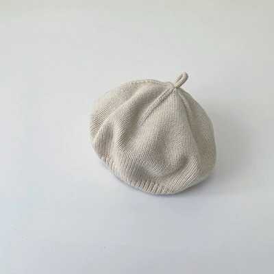 2023 Нови есенно-зимни шапки Едноцветни акрилни топли барети Ретро плетени шапки за бебета Момчета Момичета Деца Художник Художник Шапка