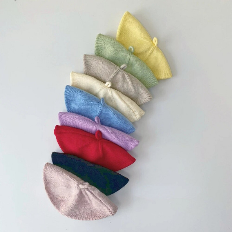 2023-as új őszi téli sapkák egyszínű akril meleg svájcisapka Vintage kötött sapkák kisfiúknak lányoknak gyerekeknek művész festő sapka