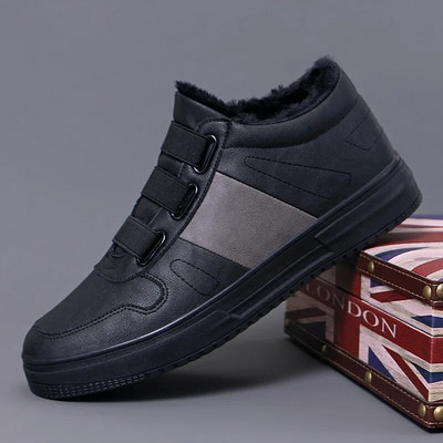 Meeste talvised soojad nahksaapad lühikesed plüüsist kõrged topid Vabaajajalatsid hoiavad soojas paks karusnahk Meeste platvorm poolsaapad 23110