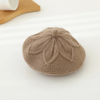 Πλεκτό καπέλο μπερέ για αξεσουάρ μωρών μαλλιών Μασίφ ζαχαρωτό καπέλο ζωγραφικής για κορίτσι Παιδικό καπό Παιδικά ζεστά καπέλα 1-6M