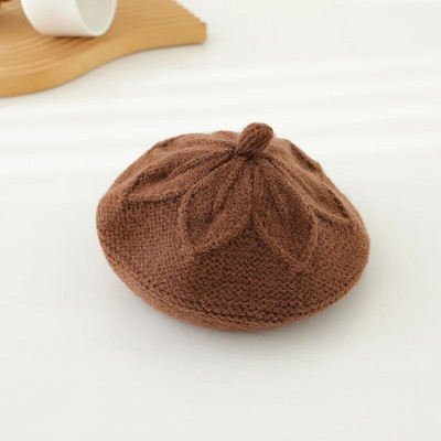 Pălărie cu beretă tricotată pentru copii Accesorii pentru păr pentru copii Căciulă de pictor în culoarea bomboană solidă pentru fete Copii Boneta Copii Pălării calde 1-6M