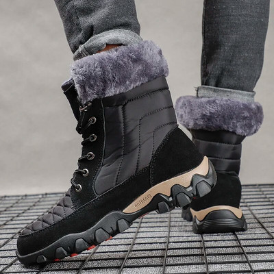 Χειμώνας 2023 Νέες ανδρικές βαμβακερές μπότες εξωτερικού χώρου, ζεστό ψηλό μποτάκι, μπότες χιονιού, μπότες εργασίας