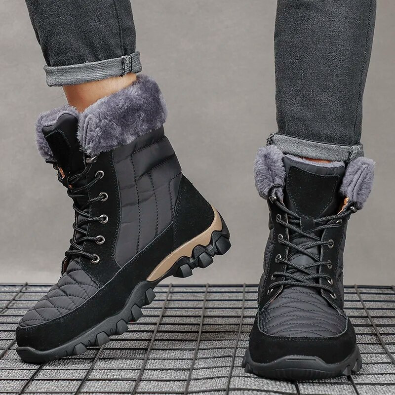 Χειμώνας 2023 Νέες ανδρικές βαμβακερές μπότες εξωτερικού χώρου, ζεστό ψηλό μποτάκι, μπότες χιονιού, μπότες εργασίας