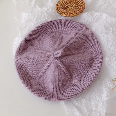 Armas lilleline beebibareti müts sügistalvine soe kootud nokamüts imikule ühevärviline printsess väikelaste tüdrukute maalija mütsid