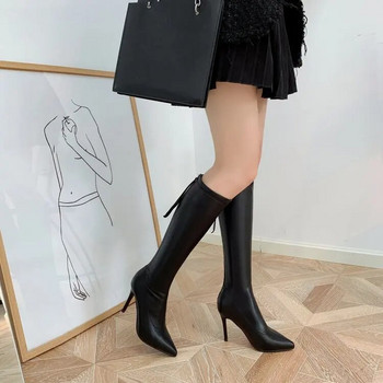 Stiletto Heels Sexy Over-the-knee Boots Μαύρες ψηλοτάκουνες μπότες μόδας Απλές Skinny ψηλοτάκουνες μπότες Χειμερινές μπότες 35-39