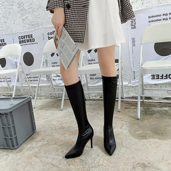 Stiletto Heels Sexy Over-the-knee Boots Μαύρες ψηλοτάκουνες μπότες μόδας Απλές Skinny ψηλοτάκουνες μπότες Χειμερινές μπότες 35-39