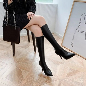 Stiletto Heels Sexy Over-the-knee Boots Μαύρες ψηλοτάκουνες μπότες μόδας Απλές Skinny ψηλοτάκουνες μπότες Χειμερινές μπότες 35-39