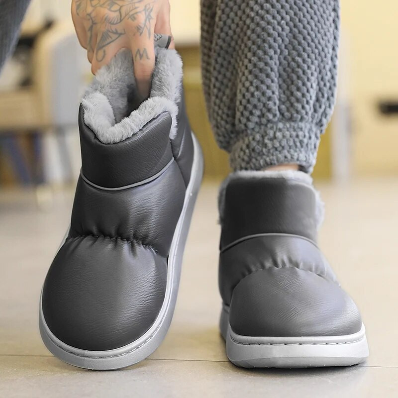 Χονδρές ανδρικές μπότες 2023 Ανδρικά παπούτσια Χειμερινά κοντό σωλήνα ζεστά βαμβακερά παπούτσια Plus βελούδινα μπότες χιονιού Ανδρικές μαύρες μπότες αστραγάλου