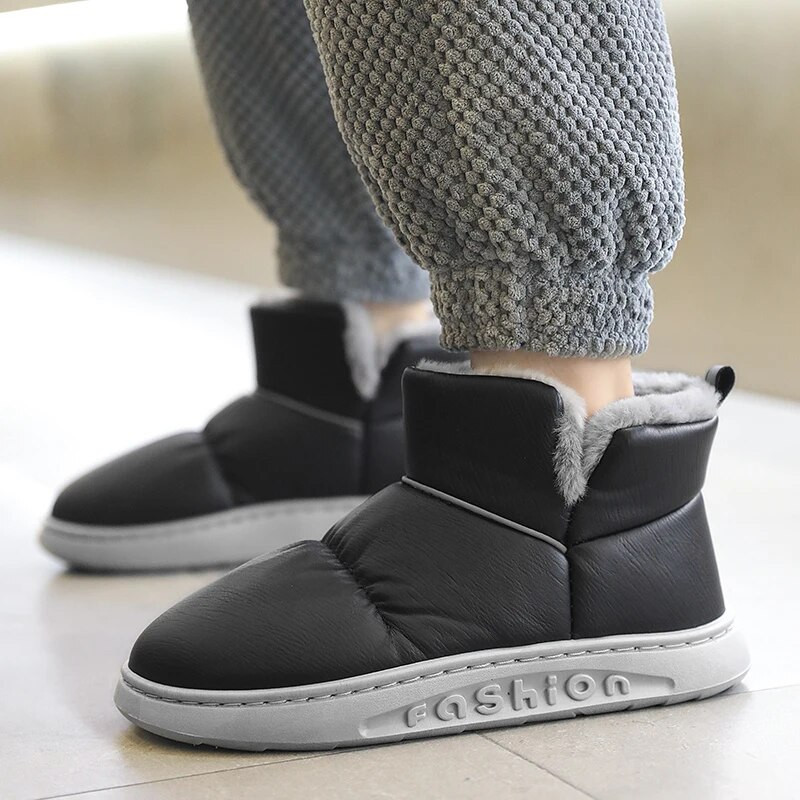 Χονδρές ανδρικές μπότες 2023 Ανδρικά παπούτσια Χειμερινά κοντό σωλήνα ζεστά βαμβακερά παπούτσια Plus βελούδινα μπότες χιονιού Ανδρικές μαύρες μπότες αστραγάλου