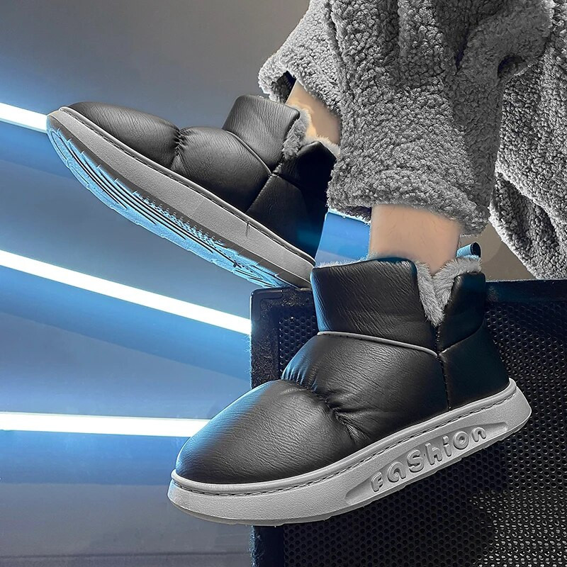 Χονδρές ανδρικές μπότες 2023 Ανδρικά παπούτσια Χειμερινά κοντό σωλήνα ζεστά βαμβακερά παπούτσια Plus βελούδινα μπότες χιονιού Ανδρικές μαύρες μπότες αστραγάλου