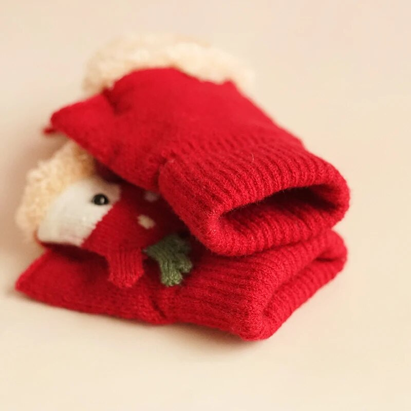 Lastele Talvekindad Jõulud armsad multifilmid Põdra Flip-poolsõrmega labakindad Tüdrukutele Poistele Lastele Soojad Pehme voodriga sõrmedeta kindad
