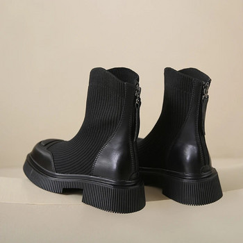 2023 Γυναικείες μπότες κάλτσας πλεξίματος με πλατφόρμα Νέα Chelsea μποτάκια φλατ Χειμερινά παπούτσια Designer Casual Walking Μοτοσικλέτα Snow Botas