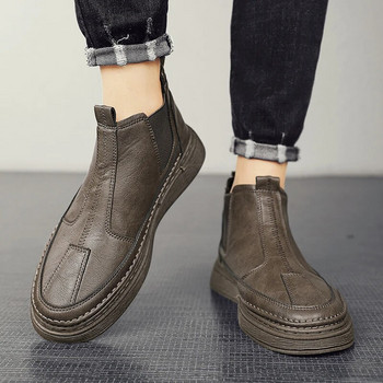 Πλατφόρμα Μπότες Ανδρικά 2023 Ανδρικά Παπούτσια Chelsea Boots για όλες τις εποχές Εξωτερική μαύρα slip-on casual παπούτσια Ανδρικά μποτάκια Νέα