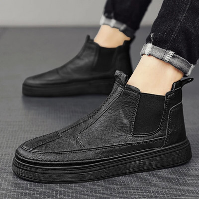 Platvorm saapad Meeste 2023 Meeste jalanõud Pahkluu pikkused Chelsea saapad igaks aastaajaks õues mustad libisevad vabaajajalatsid Meeste saapad Uus