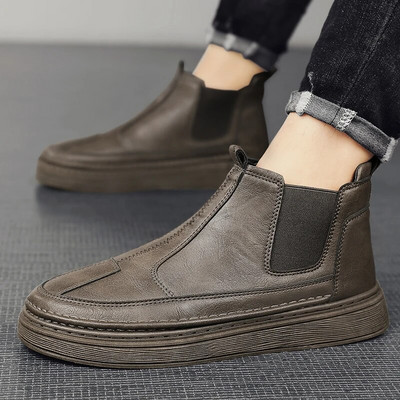 Platvorm saapad Meeste 2023 Meeste jalanõud Pahkluu pikkused Chelsea saapad igaks aastaajaks õues mustad libisevad vabaajajalatsid Meeste saapad Uus