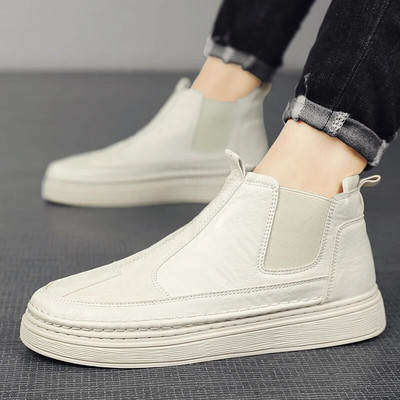 Platvorm saapad Meeste 2023 Meeste jalanõud Pahkluu pikkused Chelsea saapad igaks aastaajaks õues mustad libisevad vabaajajalatsid Meeste saapad Uus