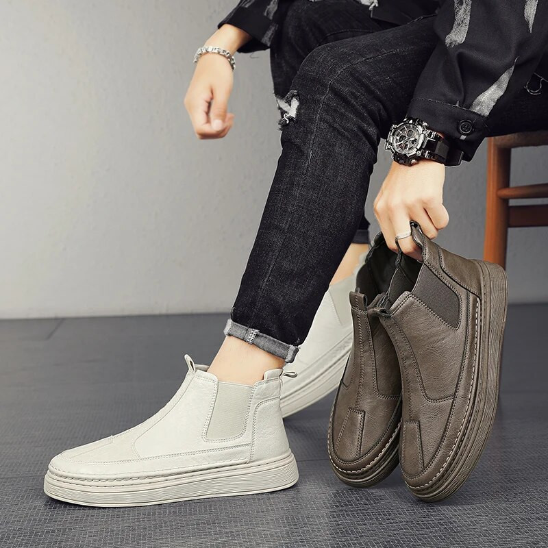 Platvorm saapad Meeste 2023 Meeste jalanõud Pahkluu pikkused Chelsea saapad igaks aastaajaks õues mustad libisevad vabaajajalatsid Meeste saapad Uus