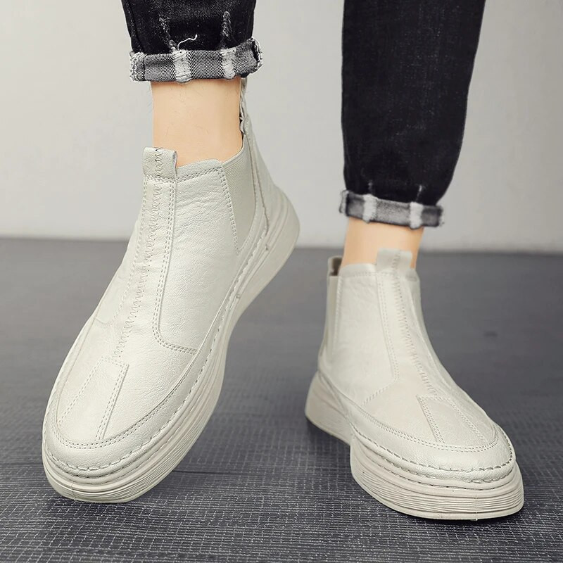 Platvorm saapad Meeste 2023 Meeste jalanõud Pahkluu pikkused Chelsea saapad igaks aastaajaks õues mustad libisevad vabaajajalatsid Meeste saapad Uus