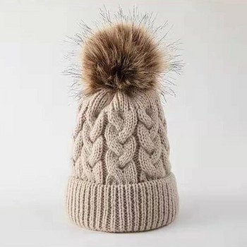 Big Pompom πλεκτό καπέλο μωρού μονόχρωμο καπέλο φασολιών για βρέφη αγόρια κορίτσια Φθινόπωρο Χειμώνας Ζεστό χοντρό νήπιο Παιδικό καπό με φασόλια