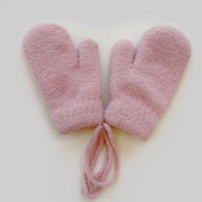 0-4 éves korig Gyerekeknek Téli ujjatlan fiúknak Lányoknak Kötött kesztyűk Aranyos cukorka színű gyerekeknek Meleg ujjas ujjatlan ujjatlan babakesztyűk kötéllel