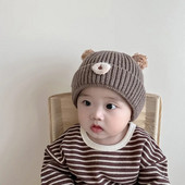 Armas karu beebi kootud müts sügistalv pehme imikute nokamüts ühevärviline multikas väikelaps poiss tüdruk paks soe müts Kapott