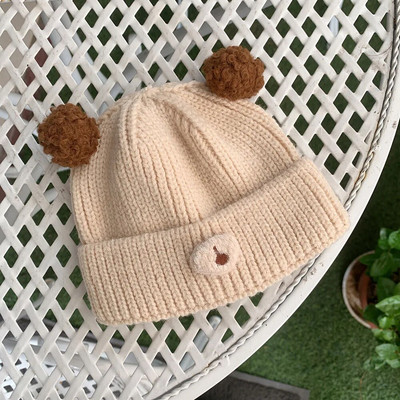 Armas karu beebi kootud müts sügistalv pehme imikute nokamüts ühevärviline multikas väikelaps poiss tüdruk paks soe müts Kapott