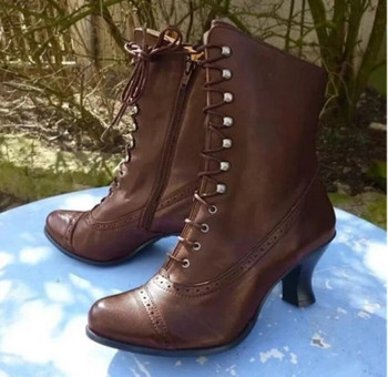Φθινοπωρινά νέα ψηλοτάκουνα παπούτσια για γυναίκες Roman Plus Size Γυναικείες μπότες με τακούνι Mid Calf Vintage Γυναικείες Western Cowboy Knight Boots