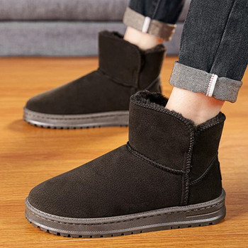 Зимни нови мъжки ботуши за сняг 2023 г. Модни нови поддържащи топлината къси плюшени памучни обувки за мъже Мъжки мъжки обувки на открито, ежедневни боти до глезена