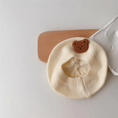 Rajzfilm medve baba sapka Aranyos kötött svájcisapka csecsemő fiú lánynak ősz tél koreai egyszínű kisgyermek gyerekeknek meleg festő sapka