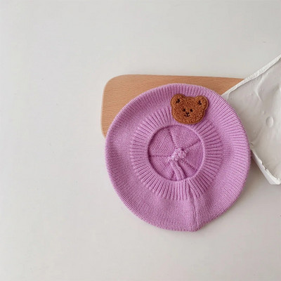 Rajzfilm medve baba sapka Aranyos kötött svájcisapka csecsemő fiú lánynak ősz tél koreai egyszínű kisgyermek gyerekeknek meleg festő sapka