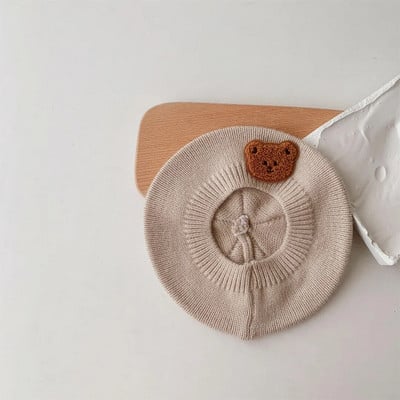 Rajzfilm medve baba sapka Aranyos kötött svájcisapka csecsemő fiú lánynak ősz tél koreai egyszínű kisgyermek gyerekeknek meleg festő sapka