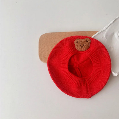 Rajzfilm medve baba sapka Aranyos kötött svájcisapka csecsemő fiú lánynak ősz tél koreai egyszínű kisgyermek gyerekeknek meleg festő sapka