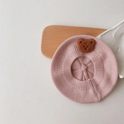 Rajzfilm medve baba sapka Aranyos kötött svájcisapka csecsemő fiú lánynak ősz tél koreai egyszínű kisgyermek gyerekeknek meleg festő sapka