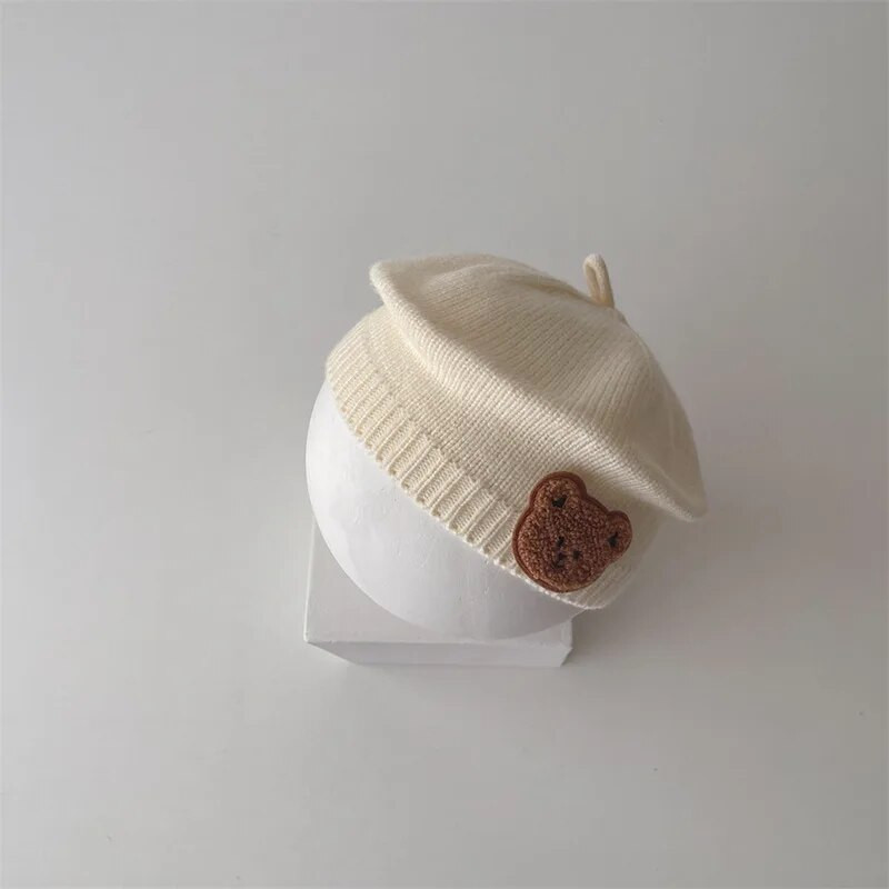 Rajzfilm medve baba sapka Aranyos kötött svájcisapka csecsemő fiú lánynak ősz tél koreai egyszínű kisgyermek gyerekeknek meleg festő sapka