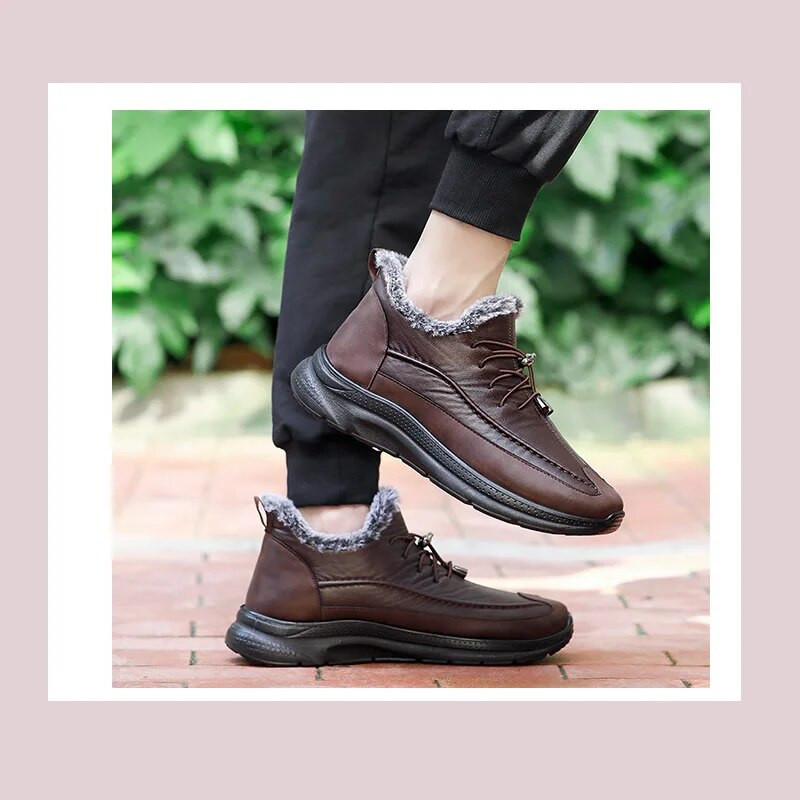 2024 Cizme de iarnă pentru bărbați Ghete de zăpadă impermeabile pentru bărbați, comozi, pantofi de lucru casual, cu talpă din cauciuc, pantofi de plimbare bărbați