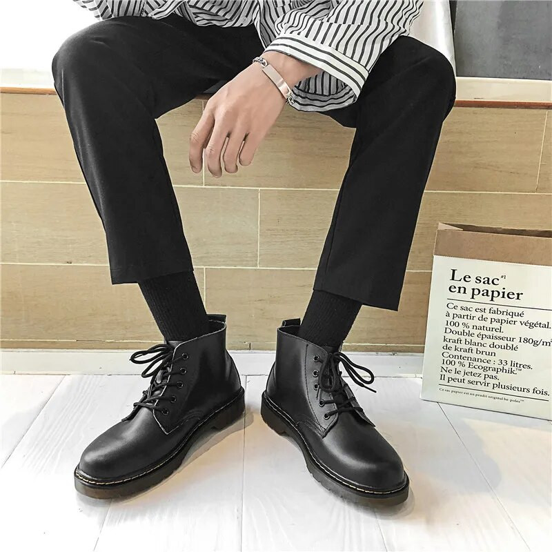 Ανδρικές μπότες 2023 με κορδόνια στη μέση της γάμπας Ανδρικά παπούτσια για ανδρικά παπούτσια με επίπεδη φτέρνα Ανδρικές μπότες καυτές πωλήσεις Αντιολισθητικές, ανθεκτικές στη φθορά