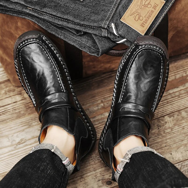 Μεγάλο μέγεθος 38-48 Ανδρικές μπότες άνοιξη και φθινόπωρο Ανδρικά παπούτσια για εξωτερικούς χώρους Flat ανδρικά μποτάκια Μοντέρνα slip-on παπούτσια Botas