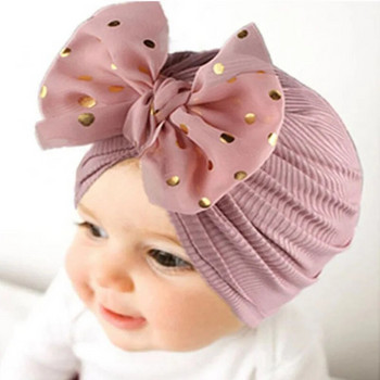 Бебешка шапка Прекрасна лъскава панделка Сладка едноцветна бебешка шапка за момичета Тюрбан Мека шапка за новородено бебе