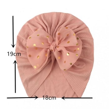 Бебешка шапка Прекрасна лъскава панделка Сладка едноцветна бебешка шапка за момичета Тюрбан Мека шапка за новородено бебе