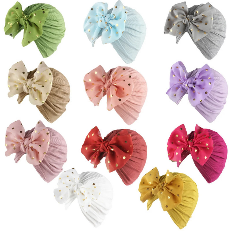 Kūdikių kepurė Graži, blizgi lanko mazgas, miela vienspalvė kepurė mergaitei turbana minkšta naujagimio kepurė