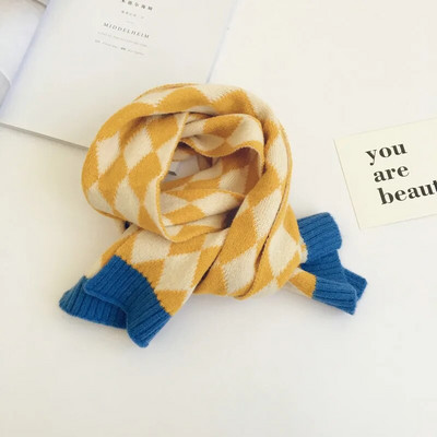 Noua iarnă în stil coreean pentru copii eșarfe în carouri mozaic unisex copii tricotat șal cald