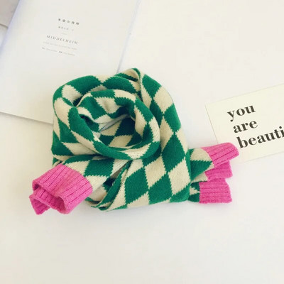 Noua iarnă în stil coreean pentru copii eșarfe în carouri mozaic unisex copii tricotat șal cald