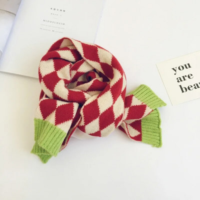 Noua iarnă în stil coreean pentru copii eșarfe în carouri mozaic unisex copii tricotat șal cald