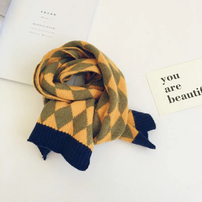 Noua iarnă în stil coreean pentru copii eșarfe în carouri mozaic unisex copii tricotat șal cald