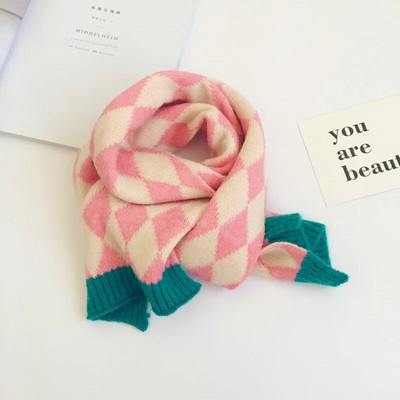 Noua iarnă în stil coreean pentru copii eșarfe în carouri mozaic unisex copii tricotat șal cald