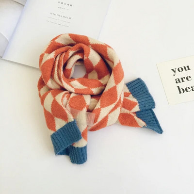 Noua iarnă în stil coreean pentru copii eșarfe în carouri mozaic unisex copii tricotat șal cald