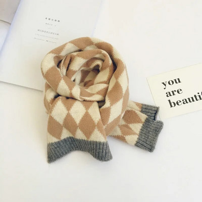 Noua iarnă în stil coreean pentru copii eșarfe în carouri mozaic unisex copii tricotat șal cald