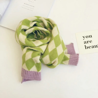 Noua iarnă în stil coreean pentru copii eșarfe în carouri mozaic unisex copii tricotat șal cald