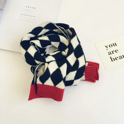 Noua iarnă în stil coreean pentru copii eșarfe în carouri mozaic unisex copii tricotat șal cald